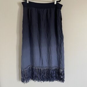 Chicos Linen Maxi Ombre Skirt Sz 8 Boho Hippie Cottagecore Festival Southwestern